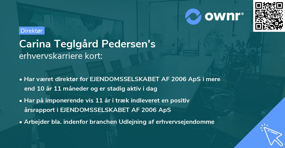 Carina Teglgård Pedersen's erhvervskarriere kort