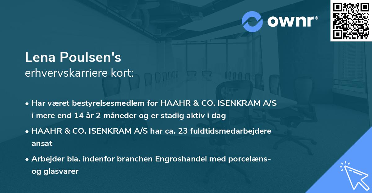 Lena Poulsen's erhvervskarriere kort
