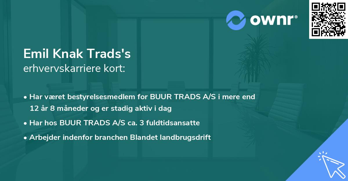 Emil Knak Trads's erhvervskarriere kort