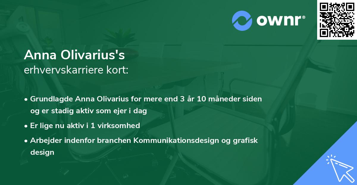 Anna Olivarius's erhvervskarriere kort