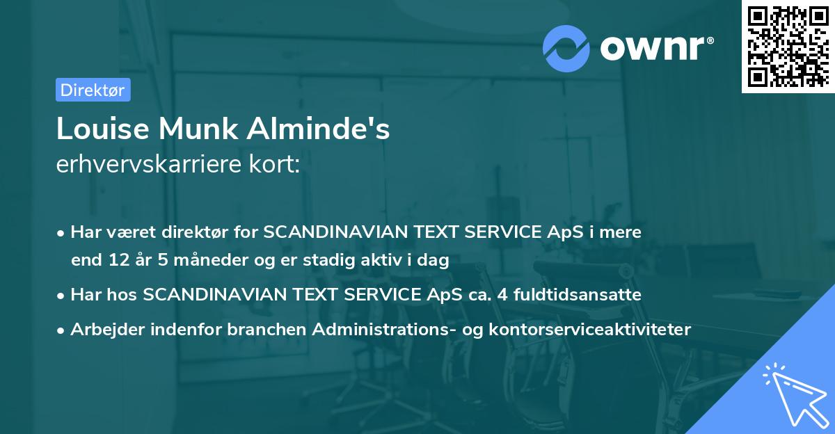 Louise Munk Alminde's erhvervskarriere kort