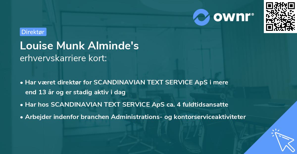 Louise Munk Alminde's erhvervskarriere kort