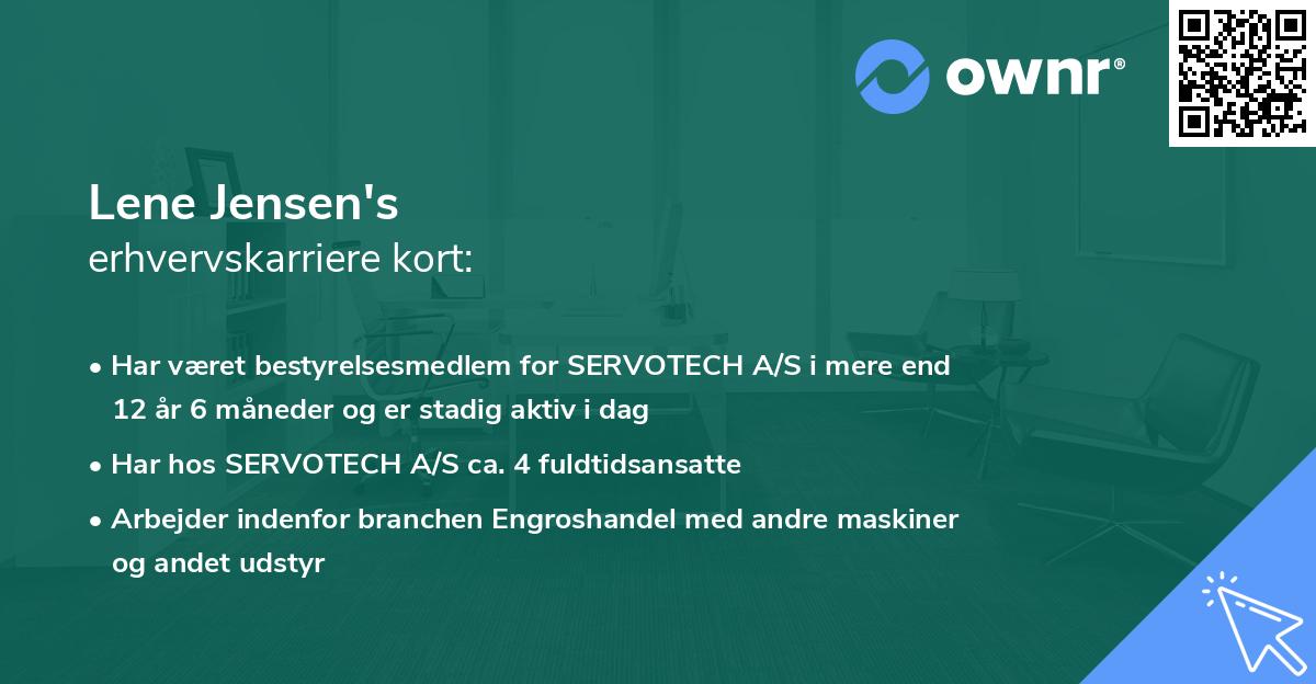Lene Jensen's erhvervskarriere kort