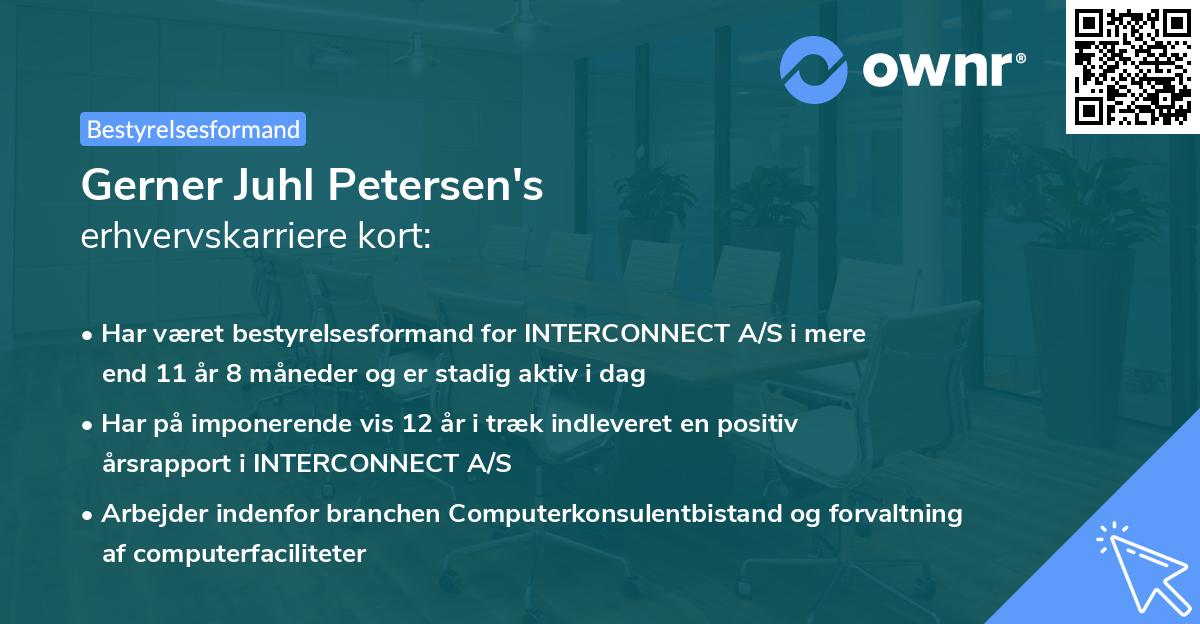 Gerner Juhl Petersen's erhvervskarriere kort