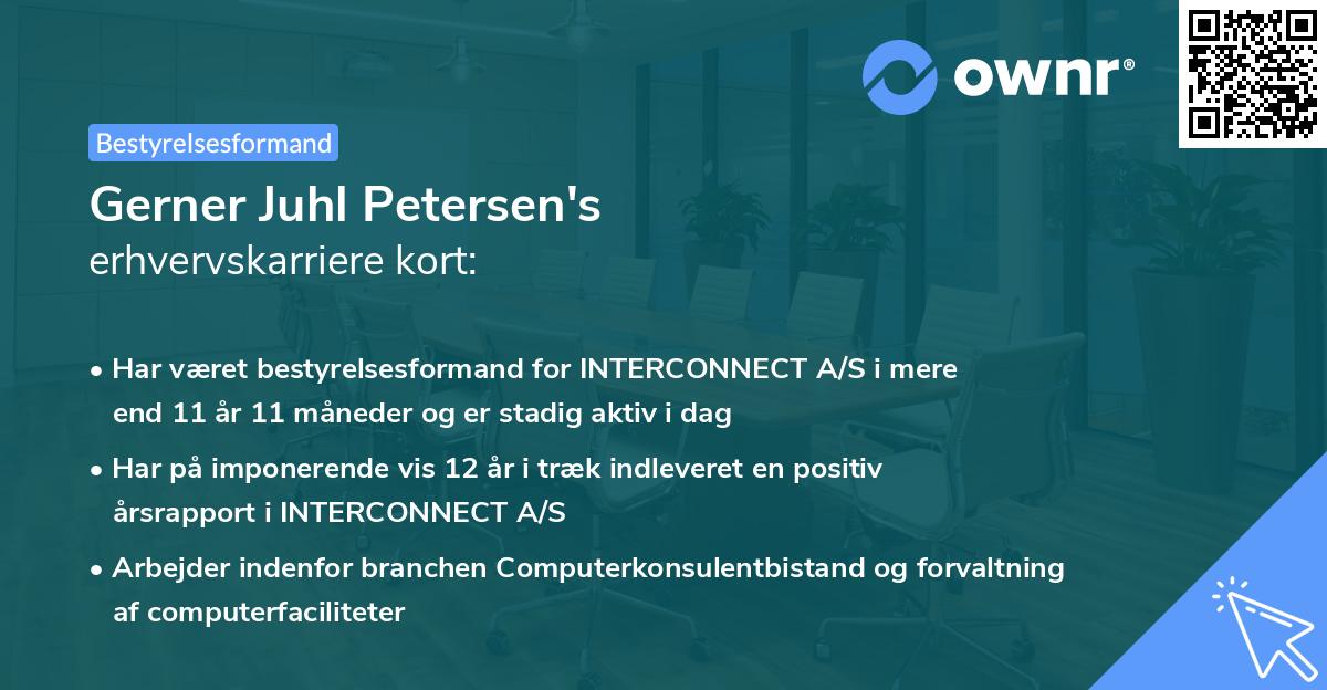 Gerner Juhl Petersen's erhvervskarriere kort