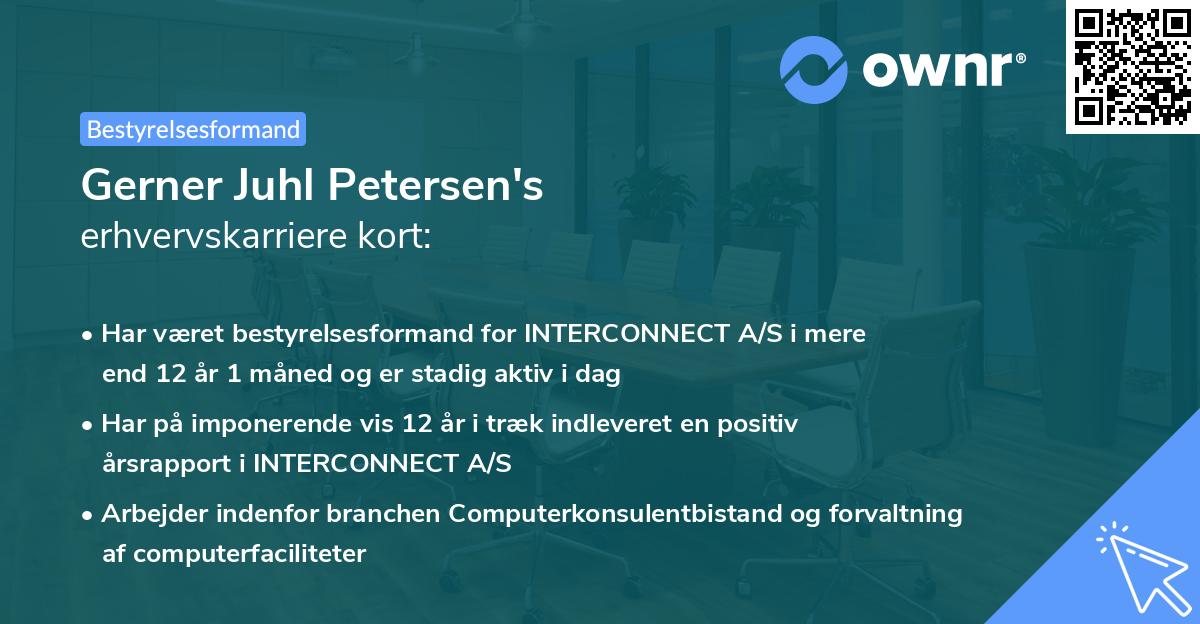 Gerner Juhl Petersen's erhvervskarriere kort