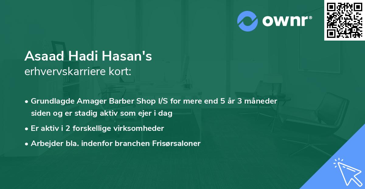 Asaad Hadi Hasan's erhvervskarriere kort