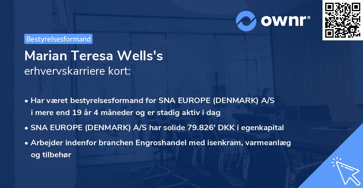 Marian Teresa Wells's erhvervskarriere kort