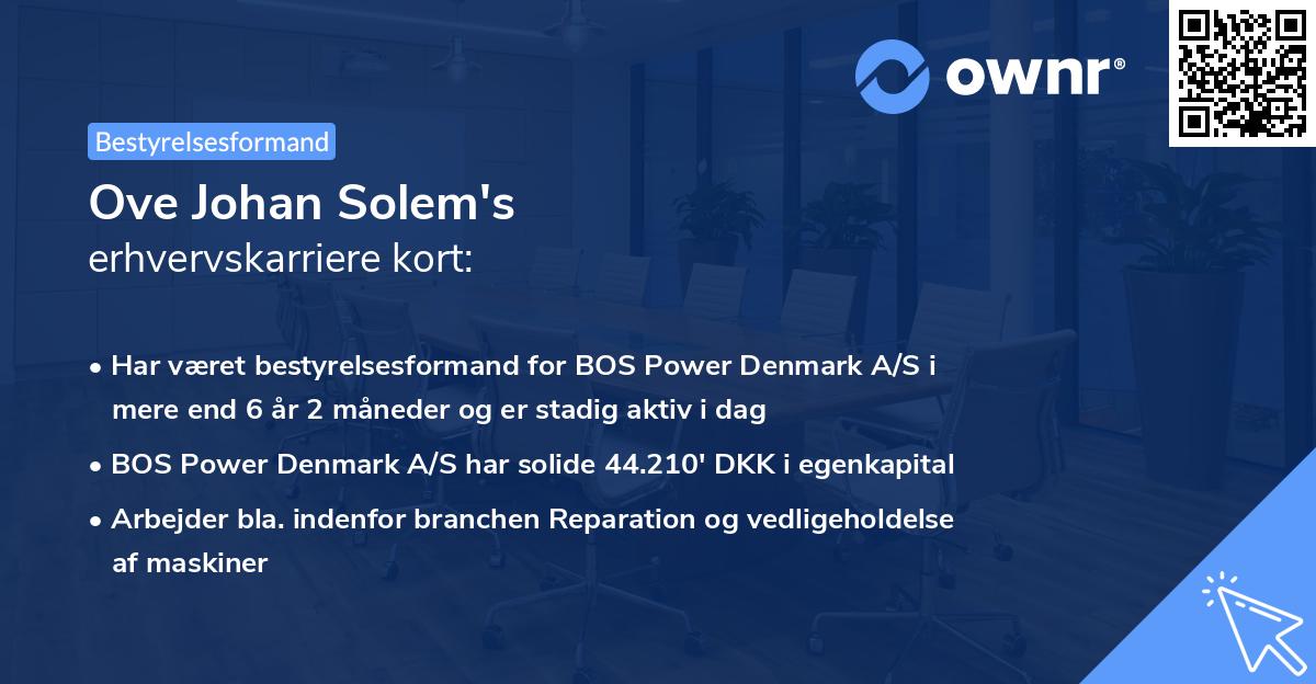 Ove Johan Solem's erhvervskarriere kort