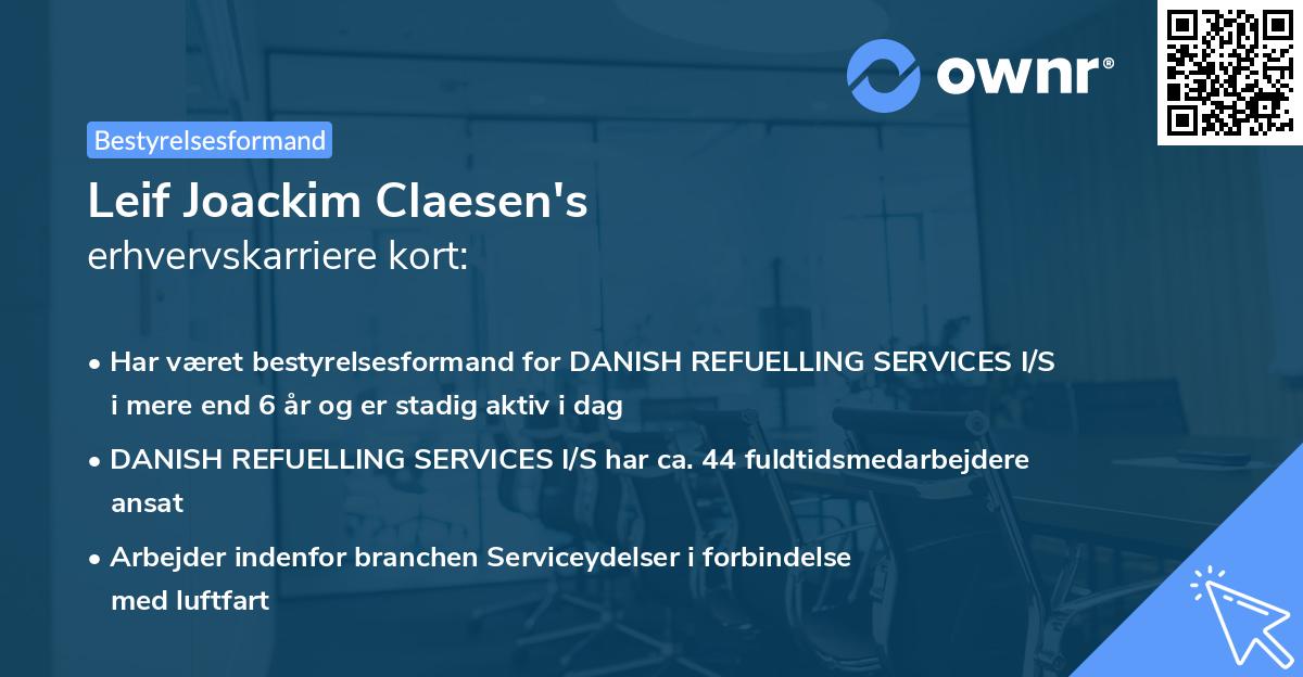 Leif Joackim Claesen's erhvervskarriere kort
