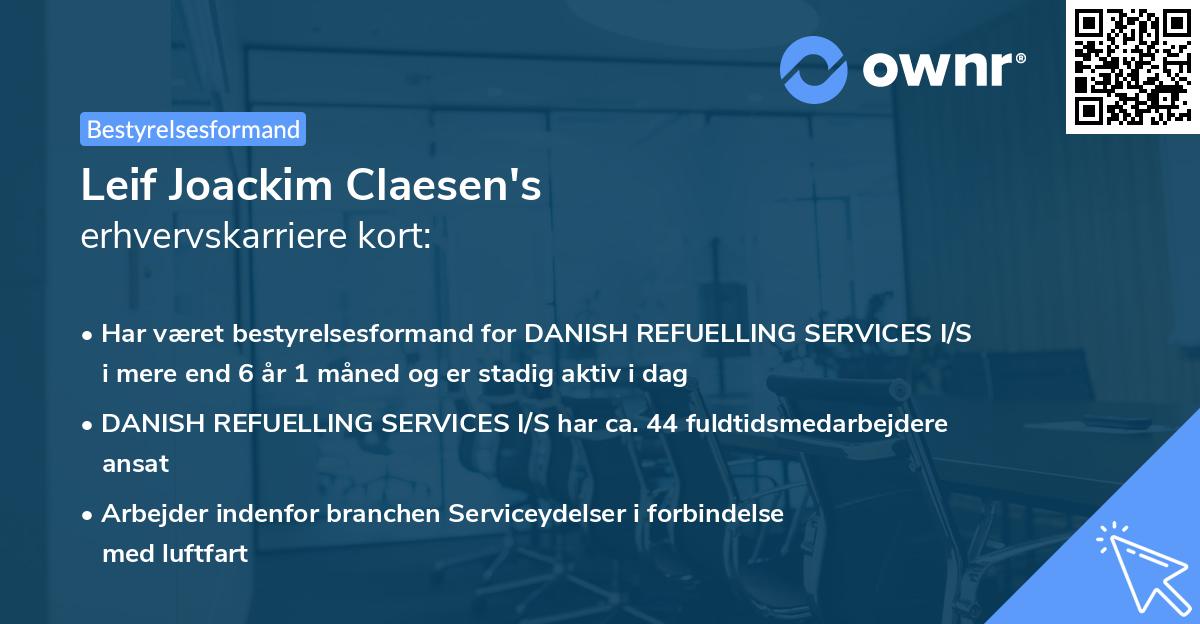 Leif Joackim Claesen's erhvervskarriere kort