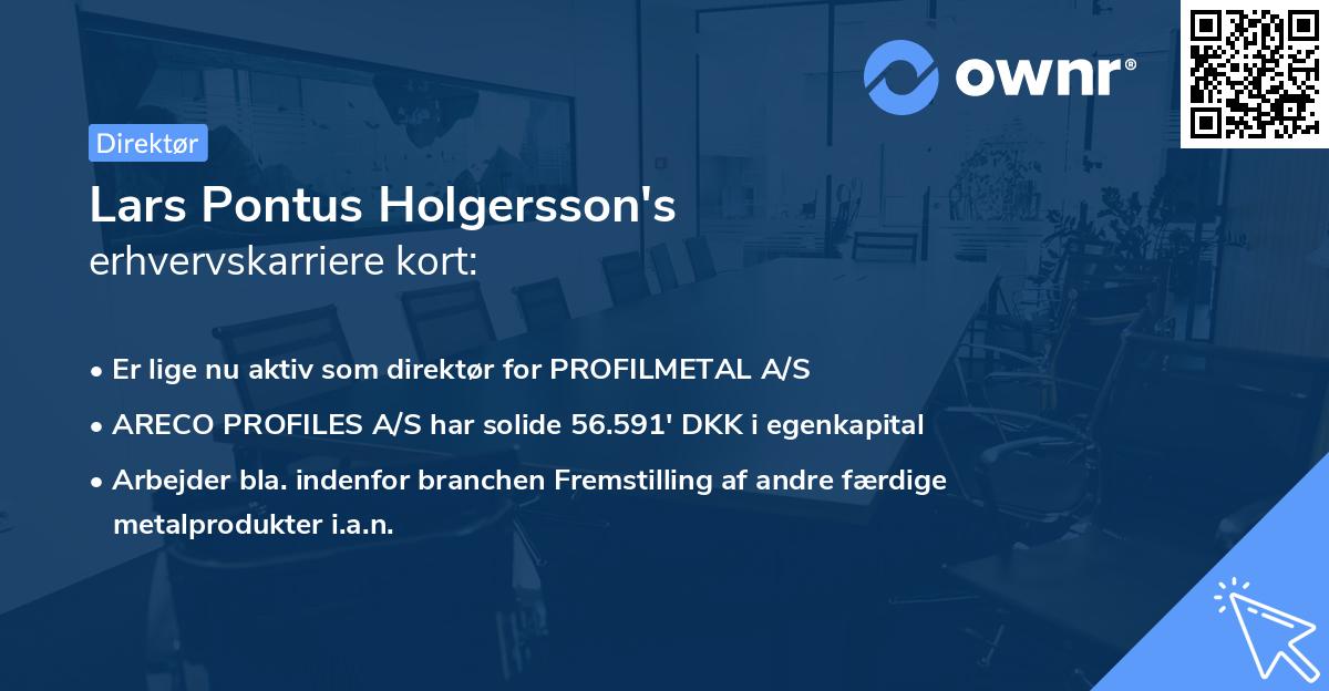 Lars Pontus Holgersson's erhvervskarriere kort