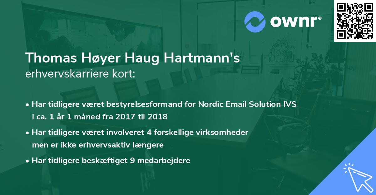 Thomas Høyer Haug Hartmann's erhvervskarriere kort