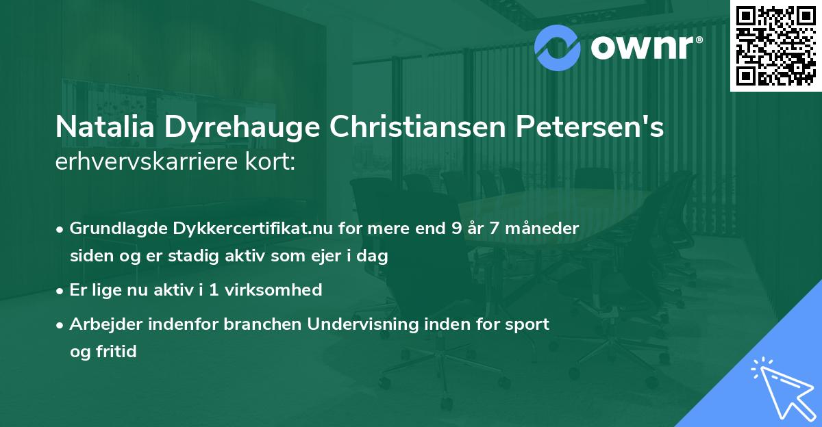 Natalia Dyrehauge Christiansen Petersen's erhvervskarriere kort