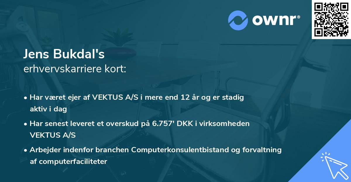 Jens Bukdal's erhvervskarriere kort