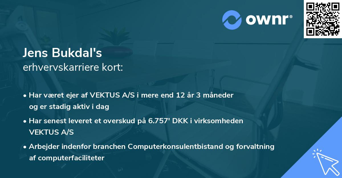 Jens Bukdal's erhvervskarriere kort