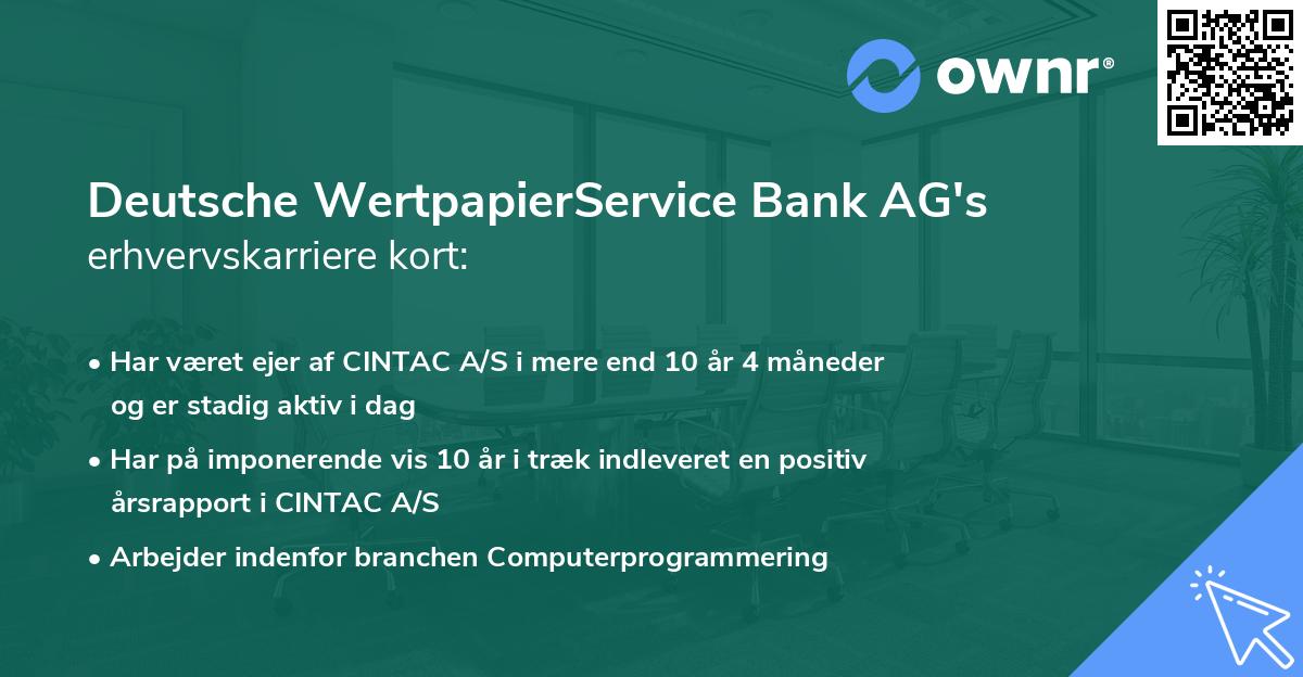 Deutsche WertpapierService Bank AG's erhvervskarriere kort