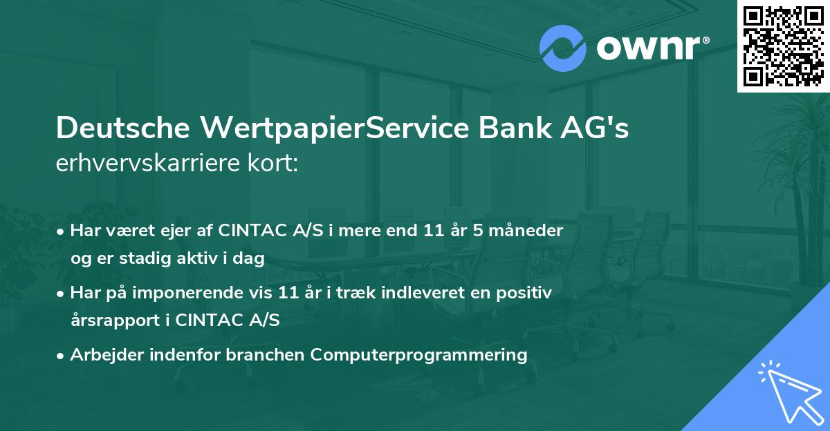 Deutsche WertpapierService Bank AG's erhvervskarriere kort