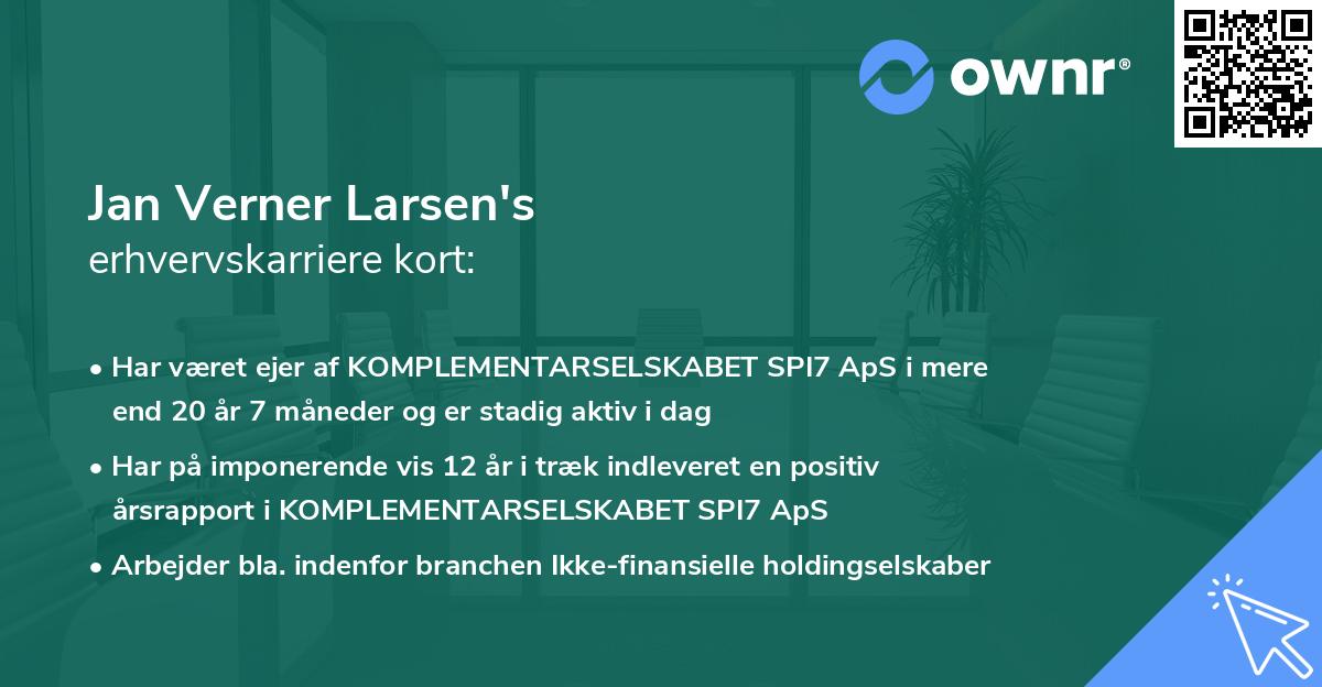 Jan Verner Larsen's erhvervskarriere kort