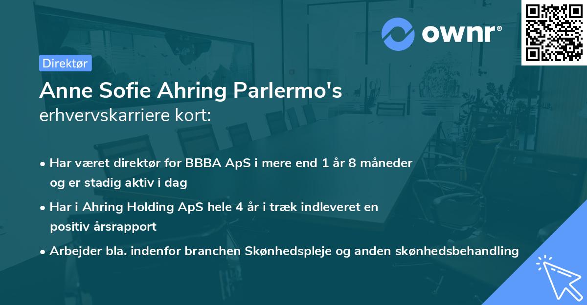 Anne Sofie Ahring Parlermo's erhvervskarriere kort