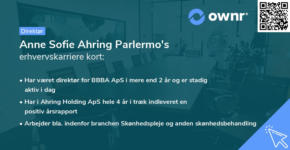 Anne Sofie Ahring Parlermo's erhvervskarriere kort