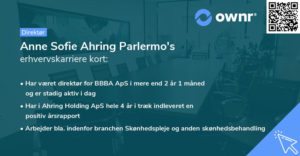 Anne Sofie Ahring Parlermo's erhvervskarriere kort