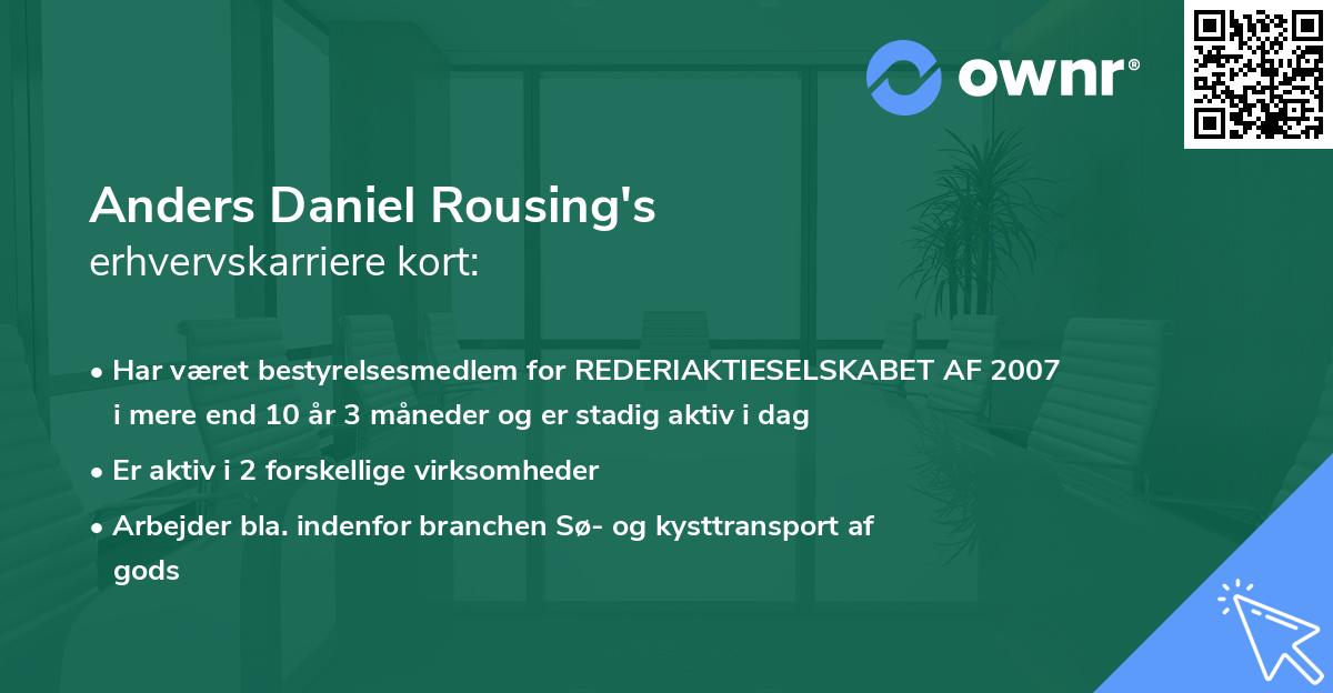 Anders Daniel Rousing's erhvervskarriere kort