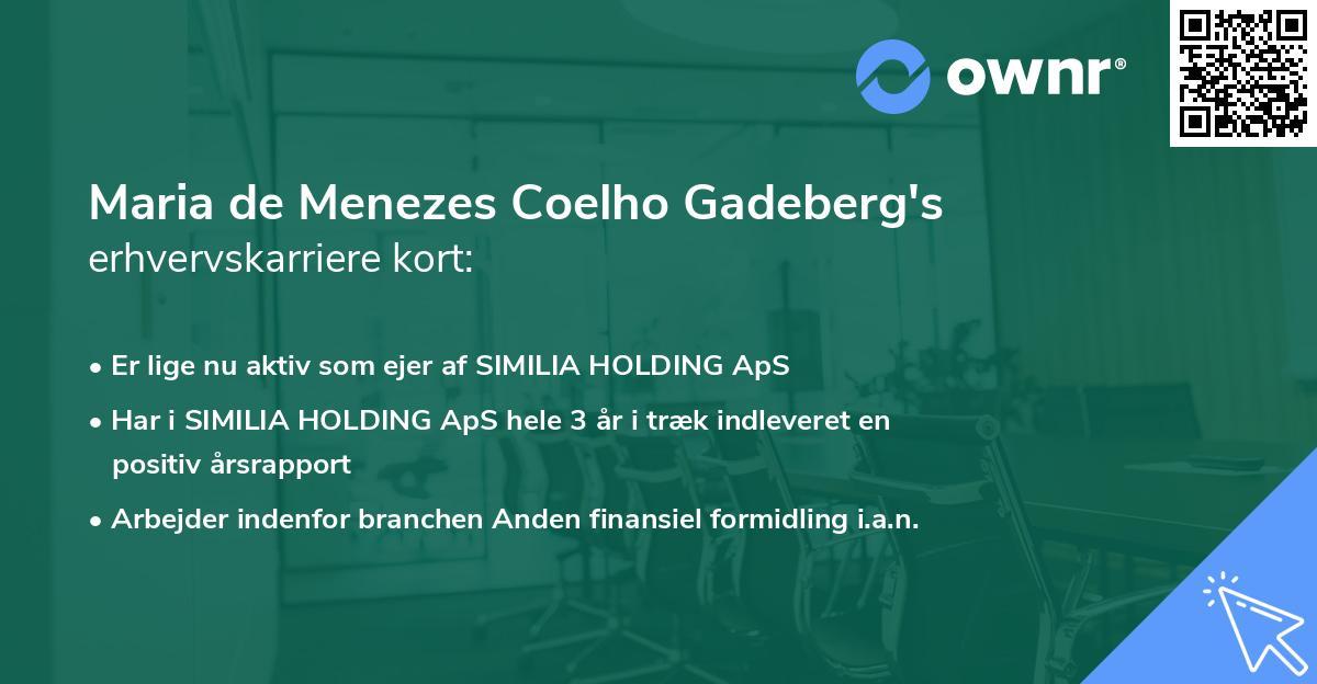Maria de Menezes Coelho Gadeberg's erhvervskarriere kort