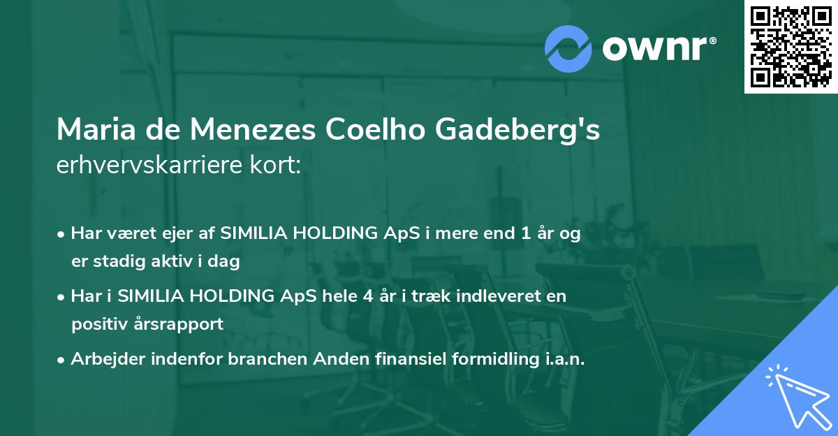 Maria de Menezes Coelho Gadeberg's erhvervskarriere kort