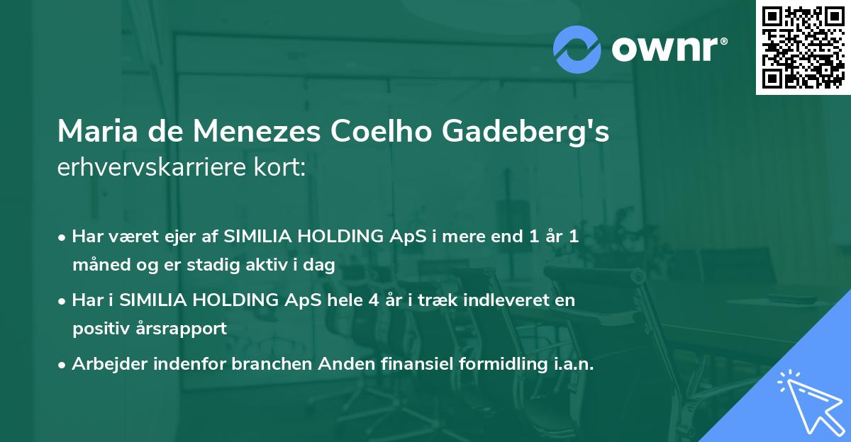 Maria de Menezes Coelho Gadeberg's erhvervskarriere kort