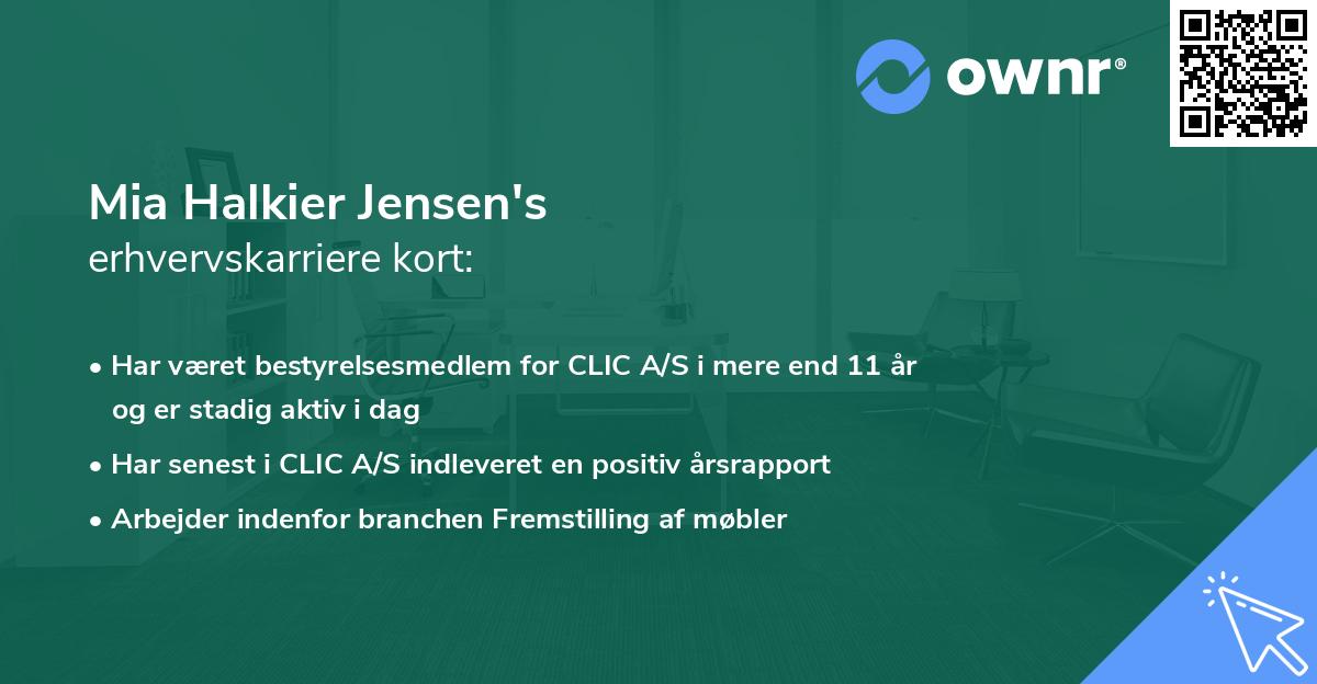 Mia Halkier Jensen's erhvervskarriere kort
