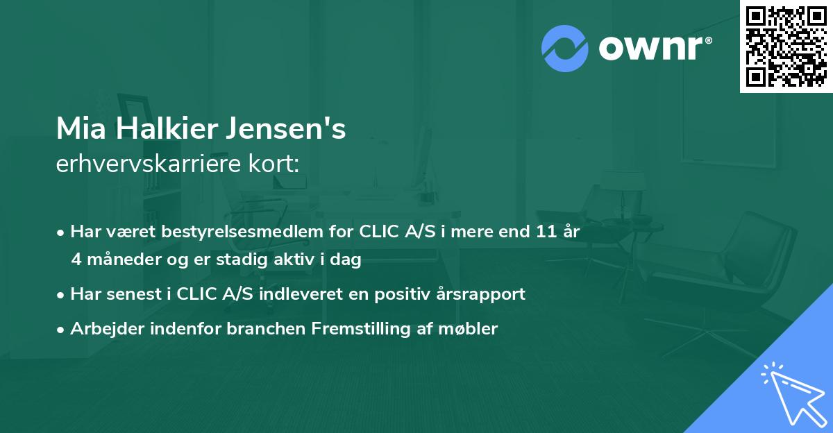 Mia Halkier Jensen's erhvervskarriere kort