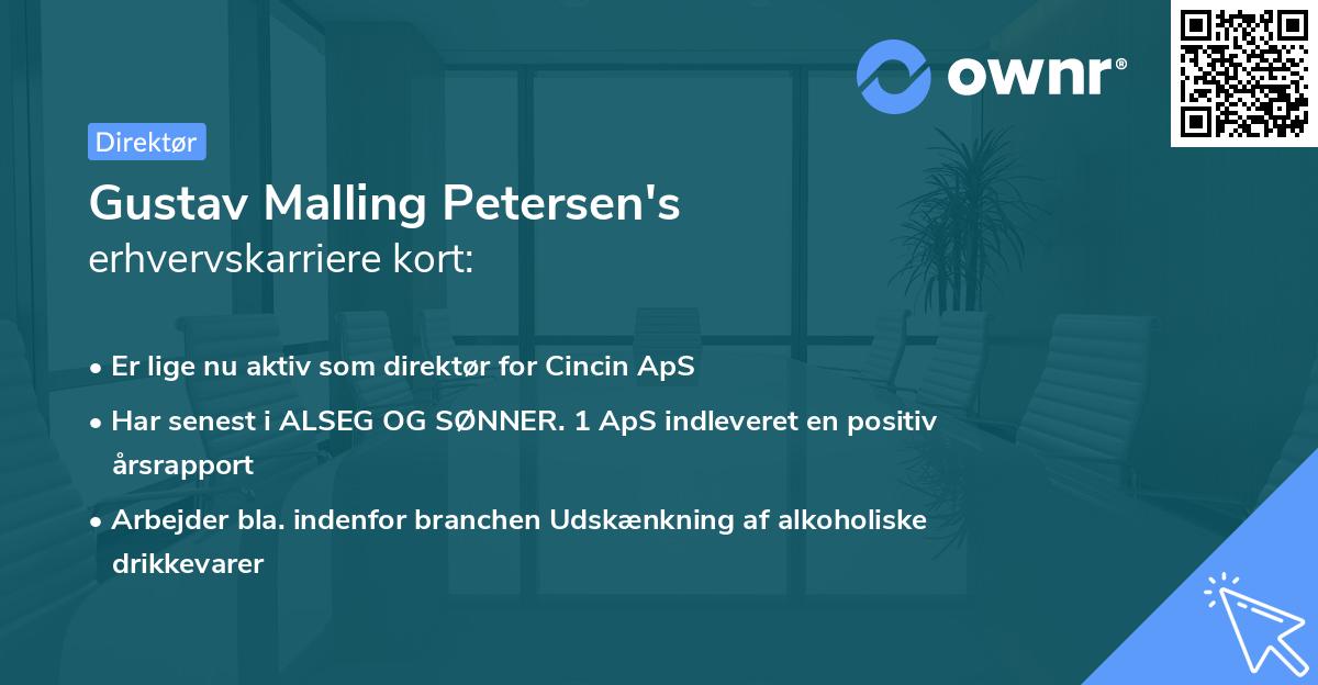 Gustav Malling Petersen's erhvervskarriere kort