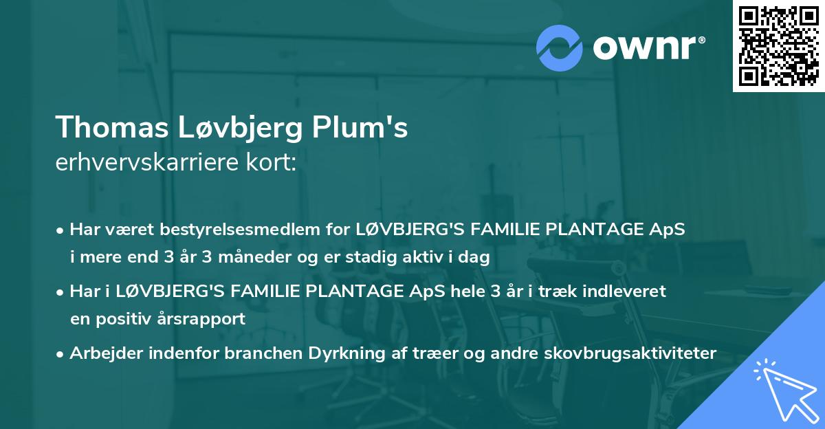 Thomas Løvbjerg Plum's erhvervskarriere kort