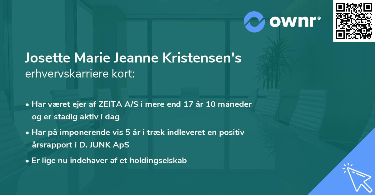 Josette Marie Jeanne Kristensen's erhvervskarriere kort