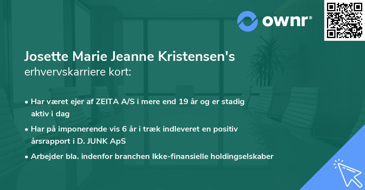 Josette Marie Jeanne Kristensen's erhvervskarriere kort