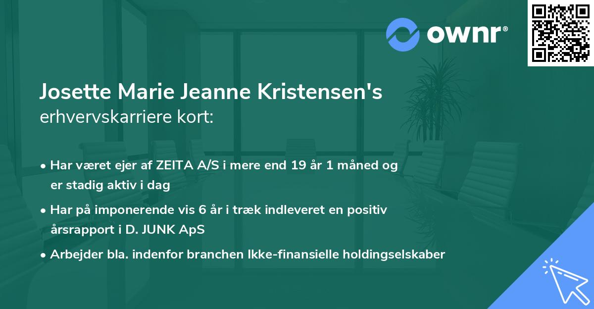 Josette Marie Jeanne Kristensen's erhvervskarriere kort