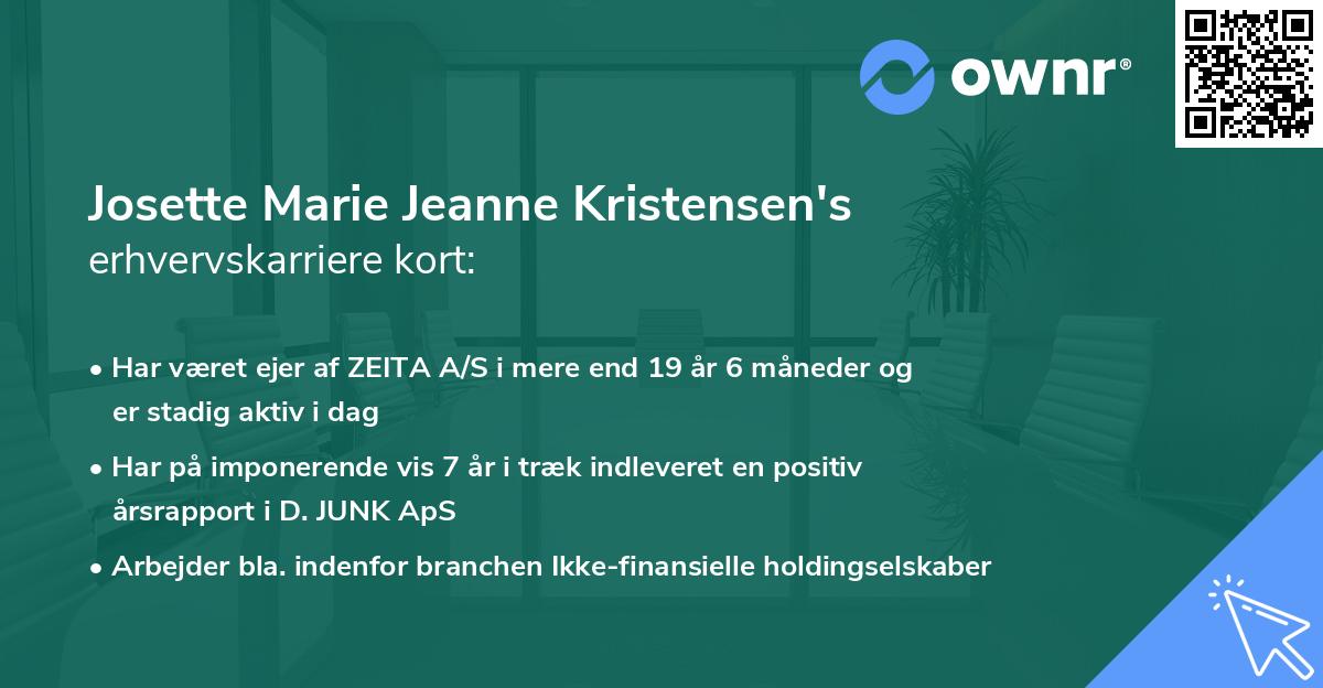 Josette Marie Jeanne Kristensen's erhvervskarriere kort