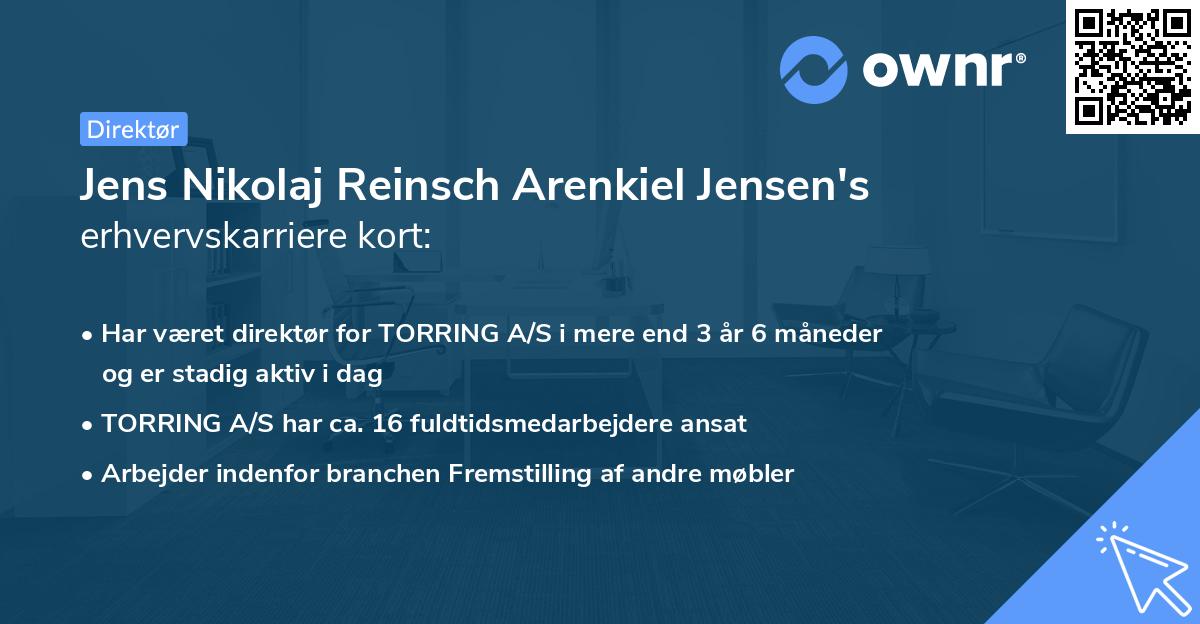 Jens Nikolaj Reinsch Arenkiel Jensen's erhvervskarriere kort