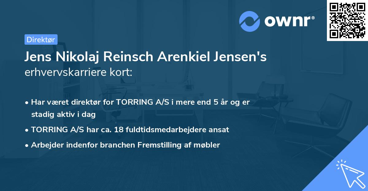 Jens Nikolaj Reinsch Arenkiel Jensen's erhvervskarriere kort
