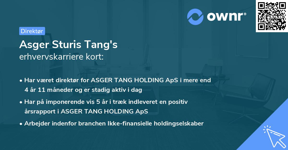Asger Sturis Tang's erhvervskarriere kort