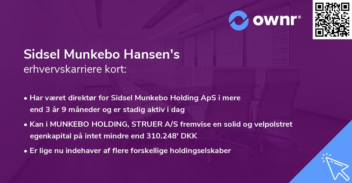 Sidsel Munkebo Hansen's erhvervskarriere kort