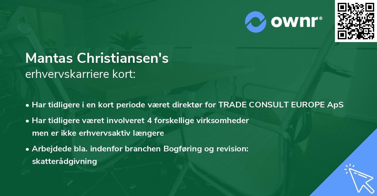 Mantas Christiansen's erhvervskarriere kort