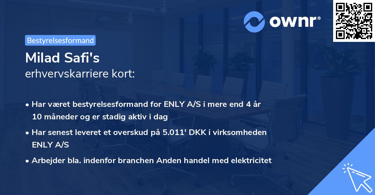 Milad Safi's erhvervskarriere kort