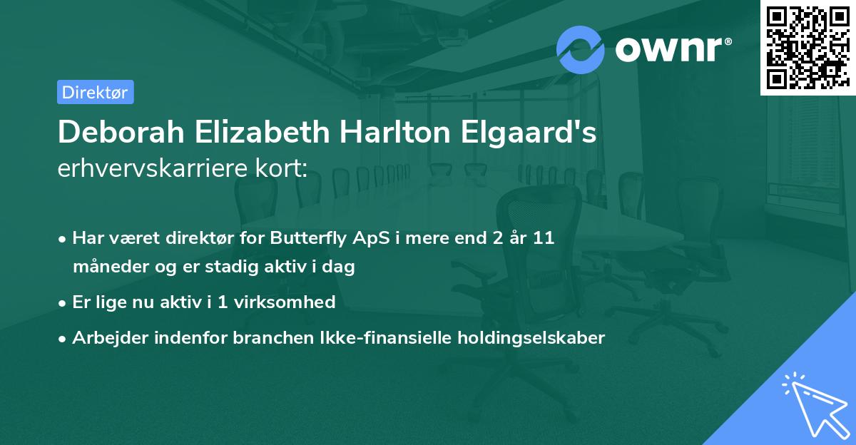 Deborah Elizabeth Harlton Elgaard's erhvervskarriere kort