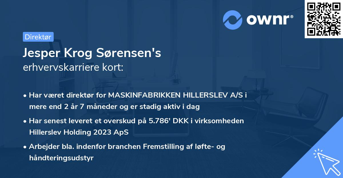 Jesper Krog Sørensen's erhvervskarriere kort