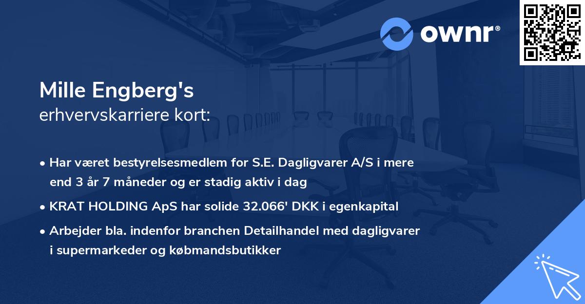 Mille Engberg's erhvervskarriere kort