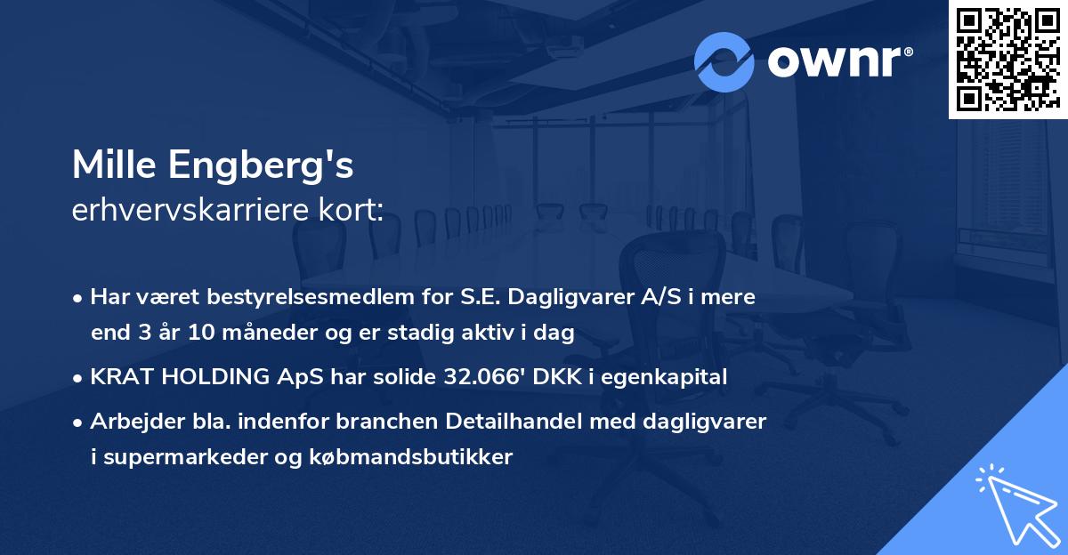 Mille Engberg's erhvervskarriere kort