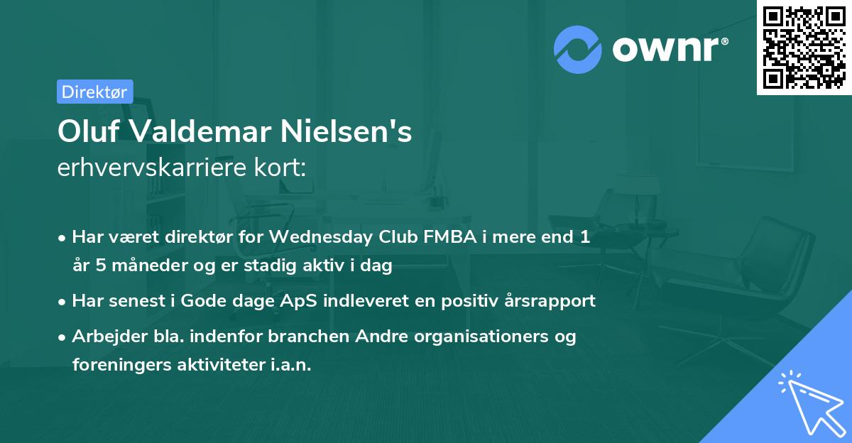Oluf Valdemar Nielsen's erhvervskarriere kort
