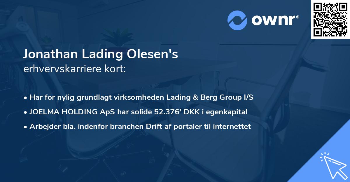 Jonathan Lading Olesen's erhvervskarriere kort